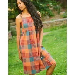 Discount Ivy Midi Dress Persimmon Plaid Dresses