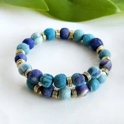 Best Kantha Azure Paillette Overlap Bracelet Kantha Jewelry | Bracelets & Cuffs