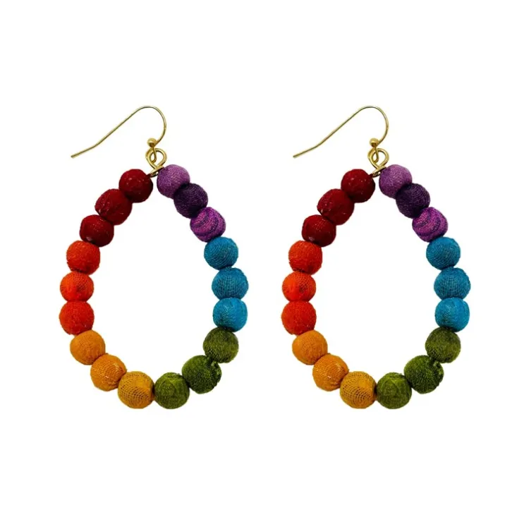 Discount Kantha Prism Teardrop Earrings Earrings | Kantha Jewelry