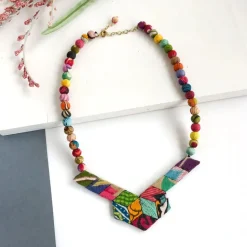 Fashion Kantha Stained Glass Necklace Kantha Jewelry | Necklaces