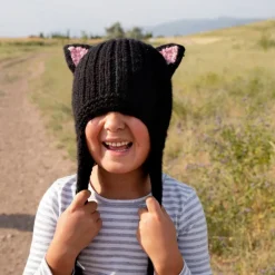 New Kids Animal Hat Black Cat Knitwear
