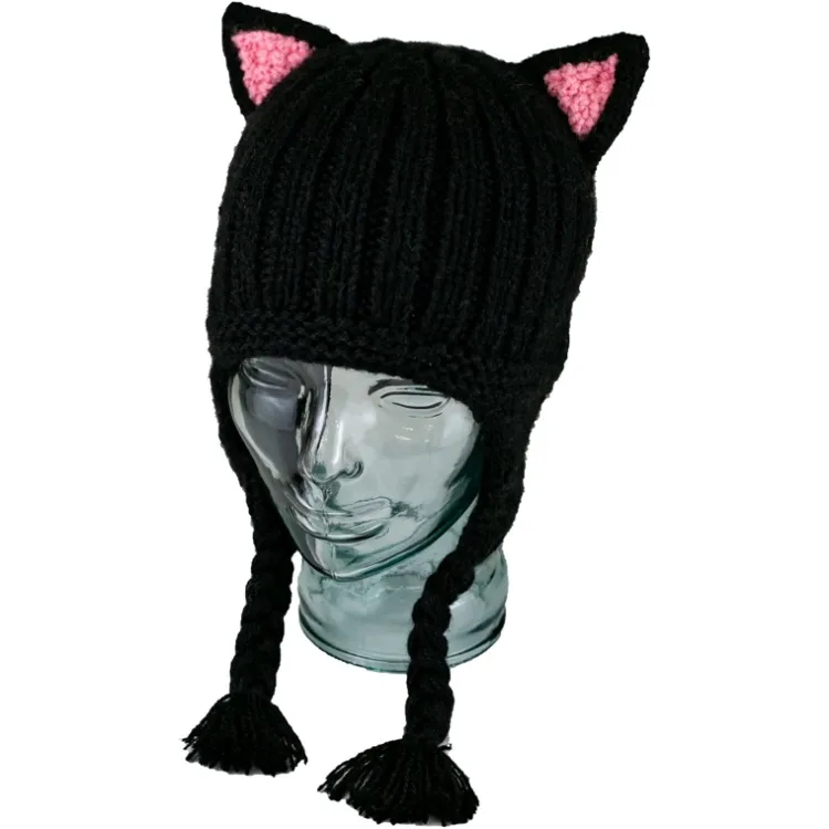 New Kids Animal Hat Black Cat Knitwear