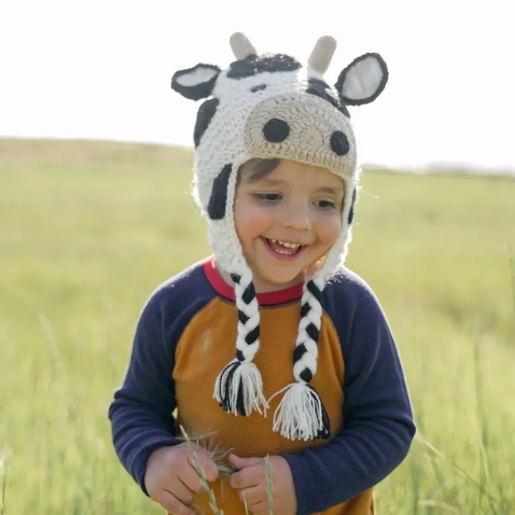 Hot Kids Animal Hat Cow Knitwear