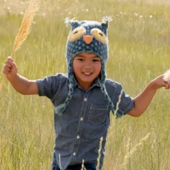 Discount Kids Knit Blue Owl Hat Knitwear