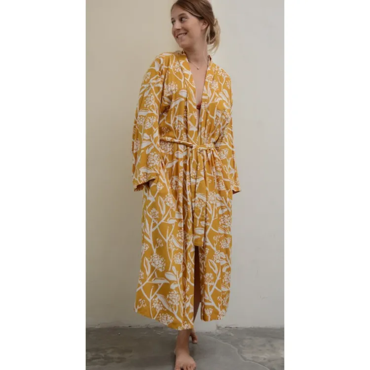 Discount Kimono Robe Frangipani Turmeric Women Women’s Sale