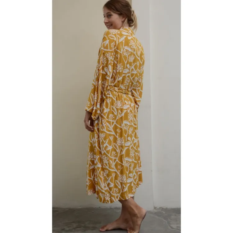 Discount Kimono Robe Frangipani Turmeric Women Women’s Sale