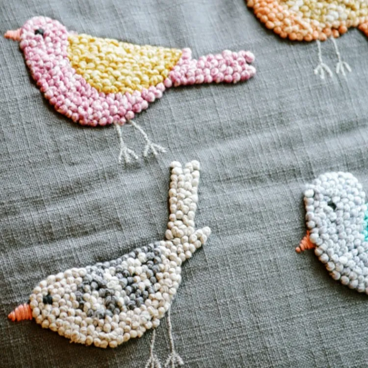 New Knotty Bird Embroidered Pillow Pillows