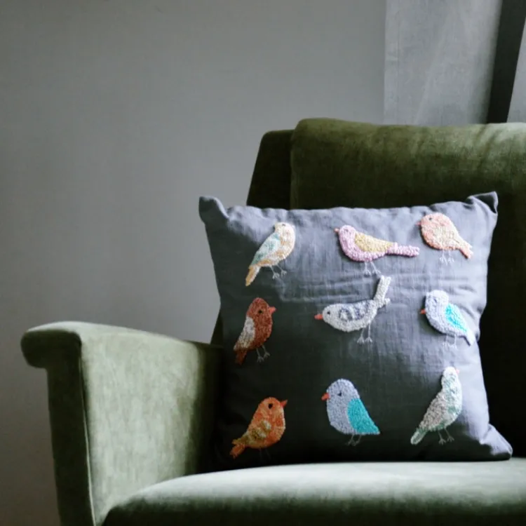 New Knotty Bird Embroidered Pillow Pillows