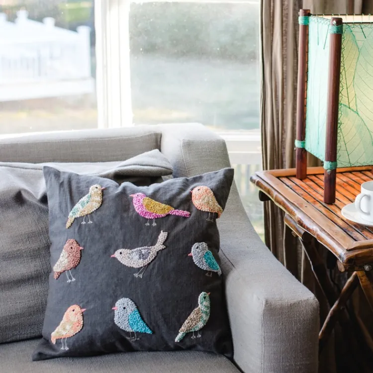 New Knotty Bird Embroidered Pillow Pillows