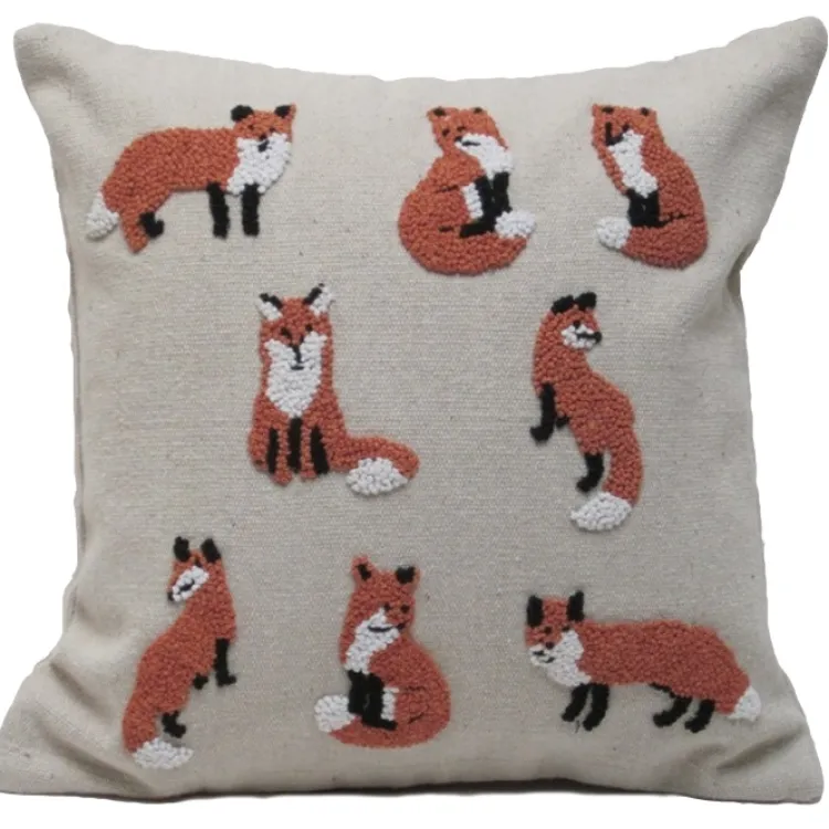 Sale Knotty Fox Embroidered Pillow Pillows