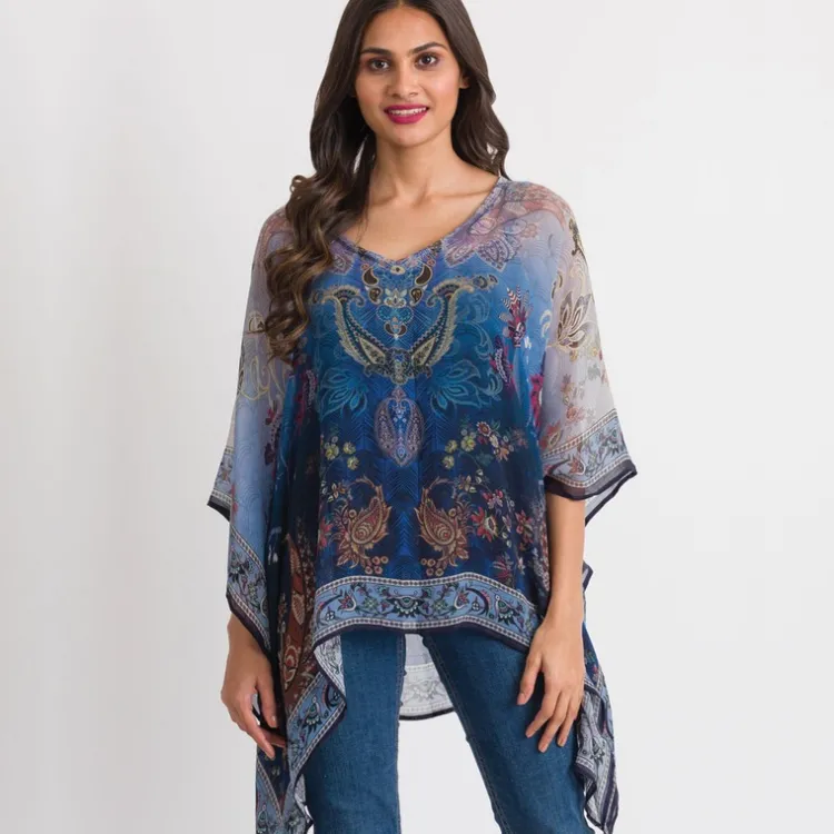 Clearance Kumari Top – Navy Multi Tops & Tunics