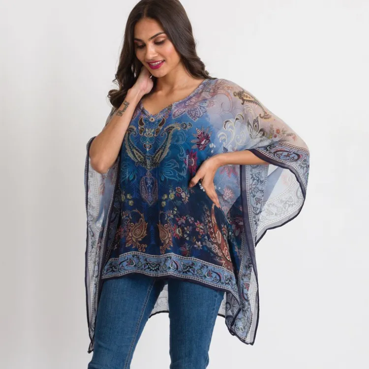 Clearance Kumari Top – Navy Multi Tops & Tunics