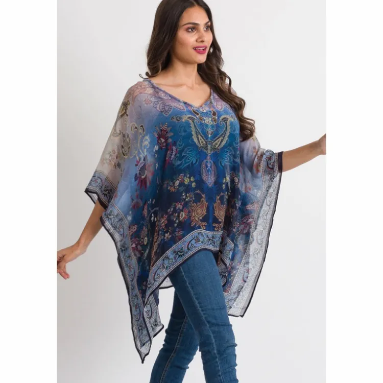 Clearance Kumari Top – Navy Multi Tops & Tunics