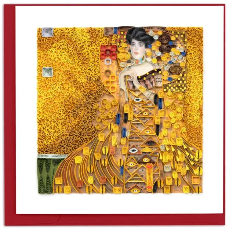 Online Lady in Gold Art Quilling Card Famous Painting Cards
