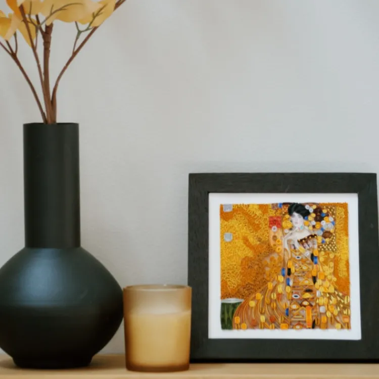 Online Lady in Gold Art Quilling Card Famous Painting Cards