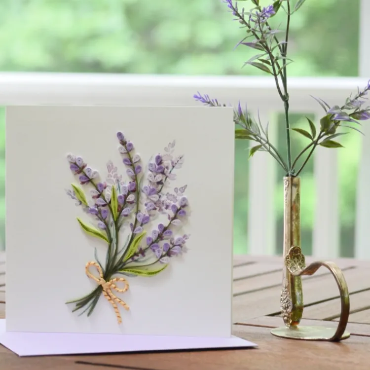 Fashion Lavender Bunch Quilling Card Frame It! | Bird & Flower Cards