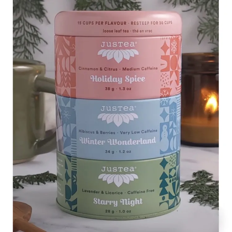 Online Loose Holiday Tea Trio Gift Tin Food