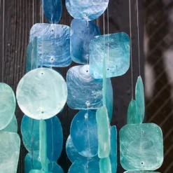 Online Medium Capiz Shell Chime – Blue Turquoise Capiz Wind Chimes