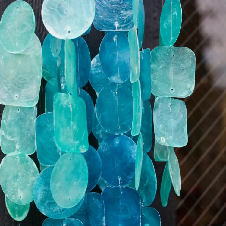 Online Medium Capiz Shell Chime – Blue Turquoise Capiz Wind Chimes