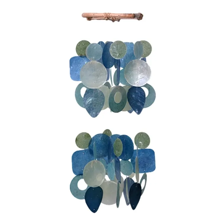 Clearance Mini Chandelier Capiz Wind Chime – Green Blue Capiz Wind Chimes