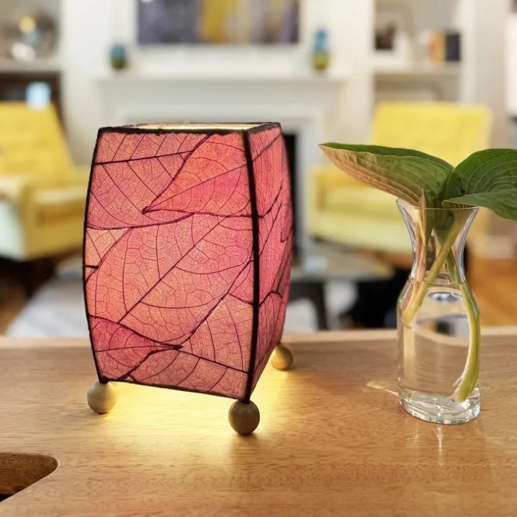Fashion Mini Square Cocoa Leaf Lamp – Purple Leaf Lamps