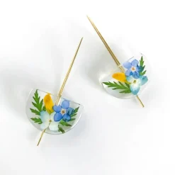 New Mixed Flower Half Moon Earrings Earrings