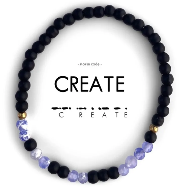 Fashion Morse Code Bracelet Create – Blue Lace Agate & Matte Black Onyx Morse Code | Bracelets & Cuffs