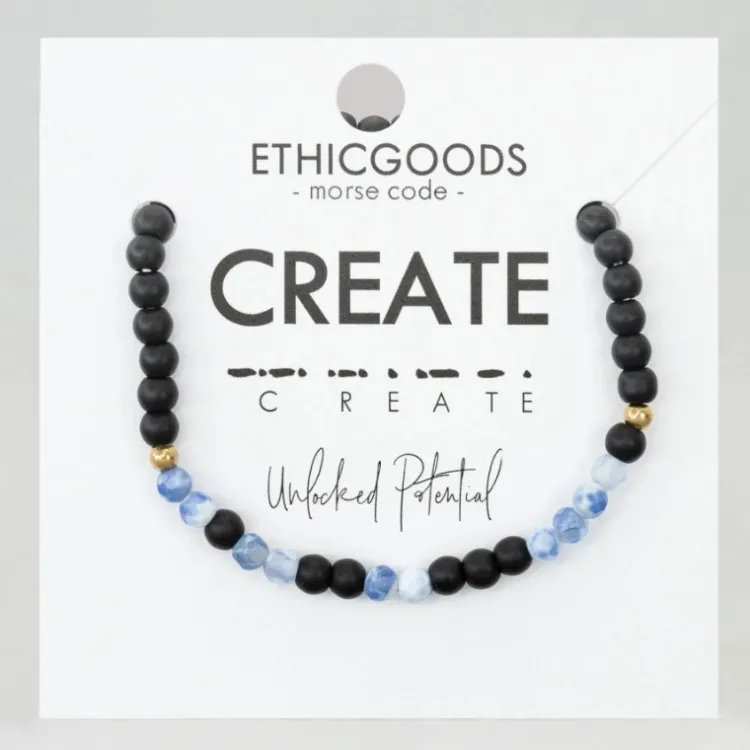 Fashion Morse Code Bracelet Create – Blue Lace Agate & Matte Black Onyx Morse Code | Bracelets & Cuffs