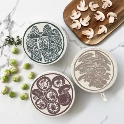 Hot Organic Cotton Dish Covers – Small Set of 3 Mushroom Tabletop