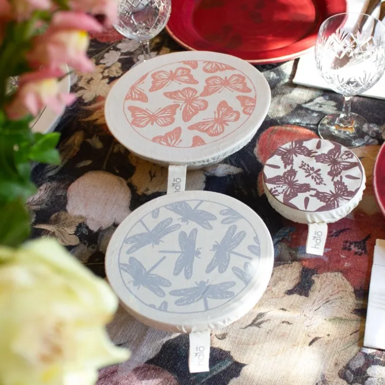 Clearance Organic Cotton Dish Covers – Small Set of 3 Butterflies Tabletop