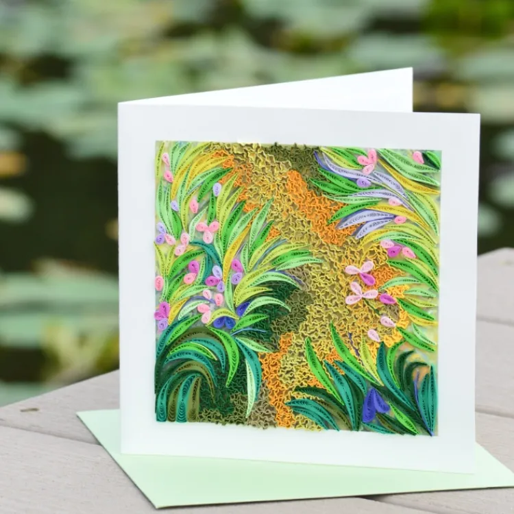 Best Path Through the Irises Monet Quilling Card Famous Painting Cards | Bird & Flower Cards