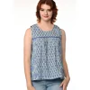 Best Pavitra Block Print Sleeveless Top Sky Blue Tops & Tunics