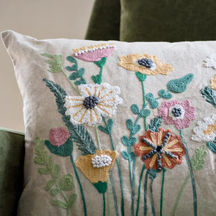 Outlet Perennials Embroidered Pillow 16″ x 24″ Pillows
