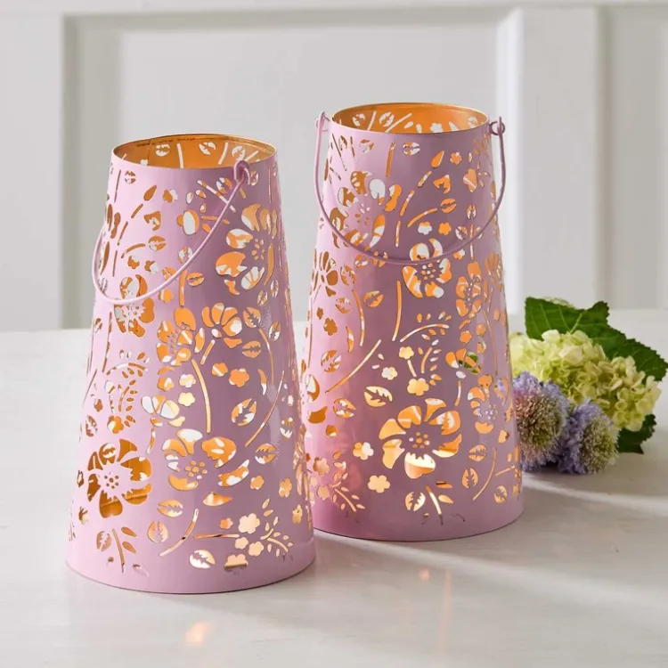 Discount Pink Pastel Floral Lantern Candles | Lanterns & Night Lights