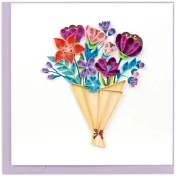 Discount Playful Flower Bouquet Quilling Card Bird & Flower Cards