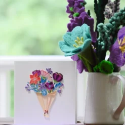 Discount Playful Flower Bouquet Quilling Card Bird & Flower Cards