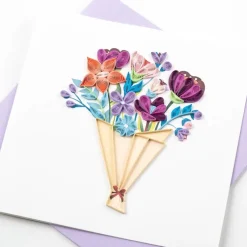 Discount Playful Flower Bouquet Quilling Card Bird & Flower Cards