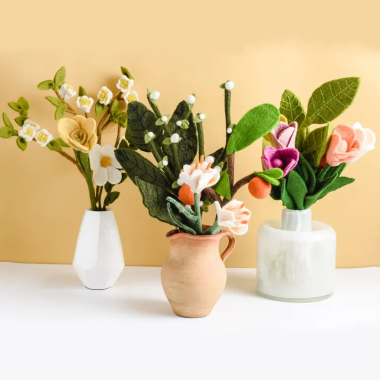 Fashion Plum Blossom Felt Flower Bouquet Felt Flowers