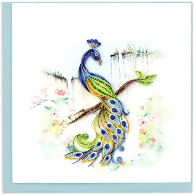 Clearance Posing Peacock Quilling Card Bird & Flower Cards