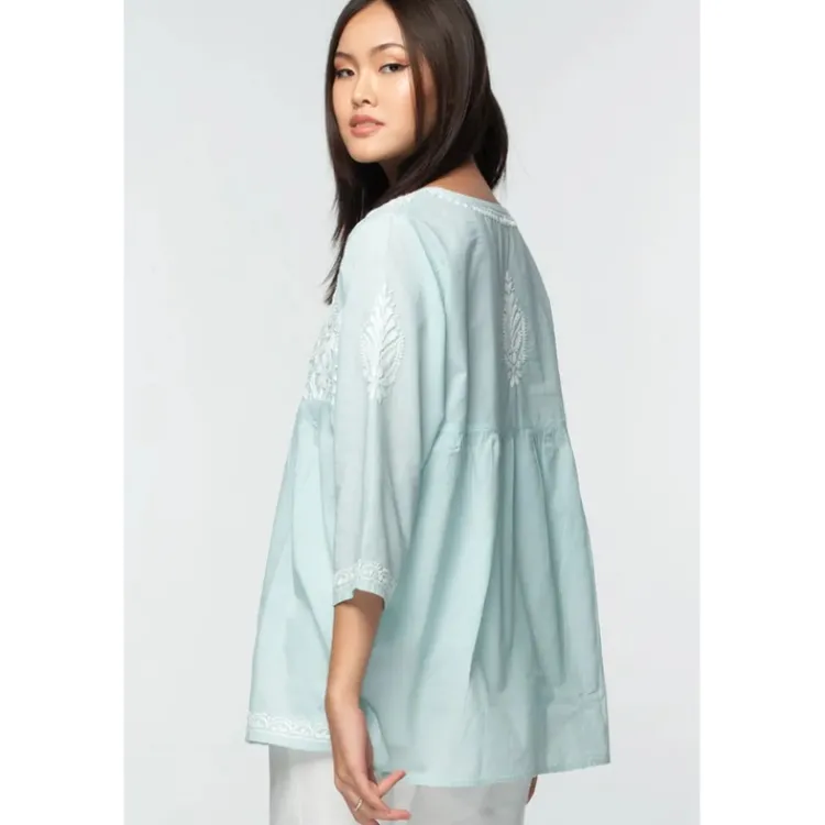 New Ramani Embroidered Top Pastel Green Tops & Tunics