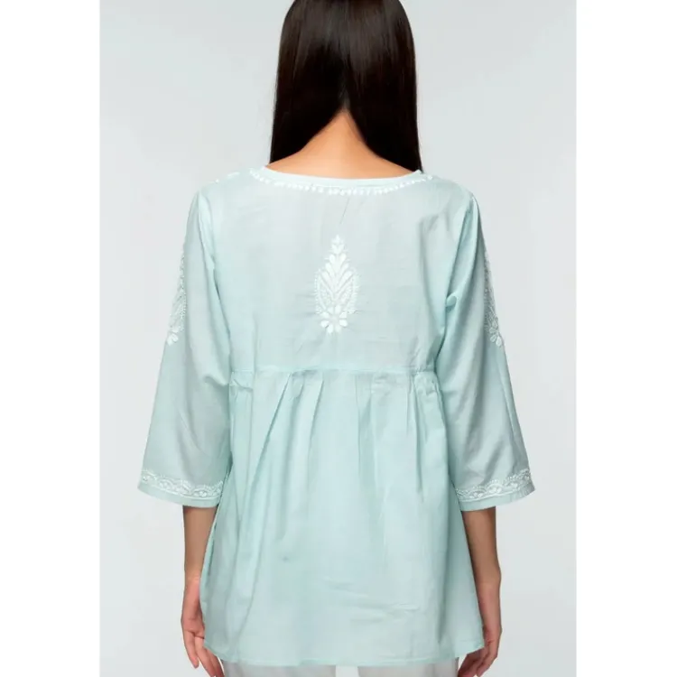 New Ramani Embroidered Top Pastel Green Tops & Tunics