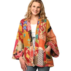 Sale Reversible Cotton Kantha Kimono Jacket Tops & Tunics | Jackets & Sweaters