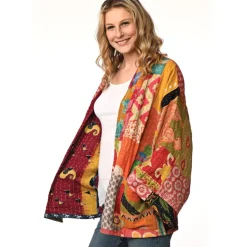 Sale Reversible Cotton Kantha Kimono Jacket Tops & Tunics | Jackets & Sweaters