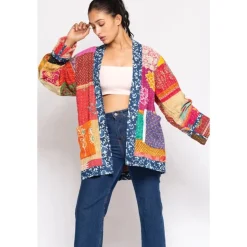 Discount Reversible Kantha Quilted Sari Jacket Tops & Tunics | Jackets & Sweaters