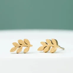 Best Rowen Leaf Studs Frosted Gold Fight Trafficking | Earrings