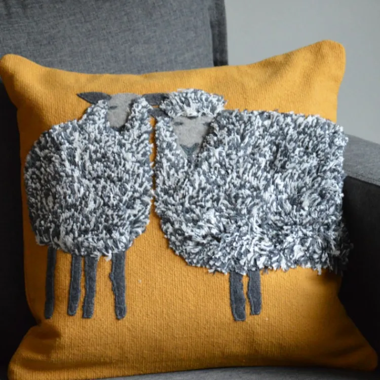 Sale Sheep Duo Pillow Mustard Pillows