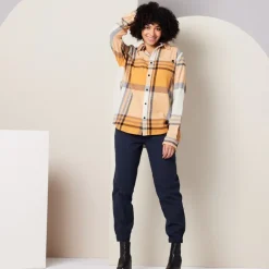 Outlet Shiloh Unisex Flannel Apricot Plaid Women Tops & Tunics | Women’s Sale