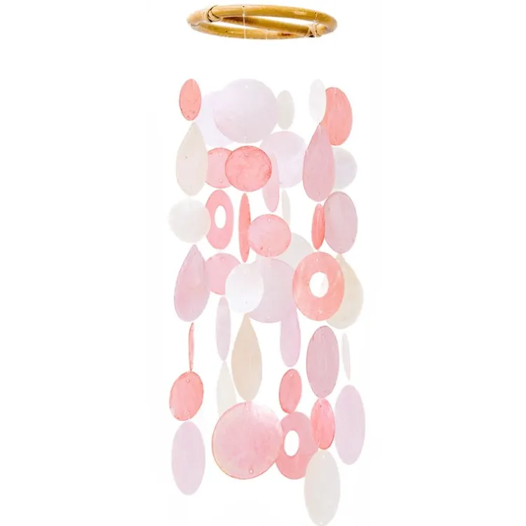 Online Small Round Capiz Shell Chime – Pretty in Pink Capiz Wind Chimes