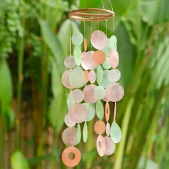 Hot Small Round Capiz Shell Chime – Bougainvillea Capiz Wind Chimes