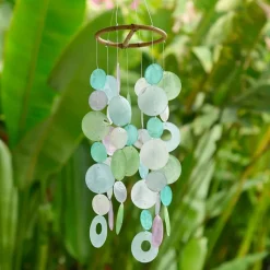 Hot Small Round Capiz Shell Chime – Wisteria Capiz Wind Chimes